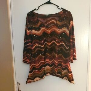 Shannon Ford NY Elegant Brown Zigzag Tunic Top